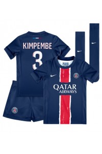 Paris Saint-Germain Presnel Kimpembe #3 Jalkapallovaatteet Lasten Kotipeliasu 2024-25 Lyhythihainen (+ Lyhyet housut)